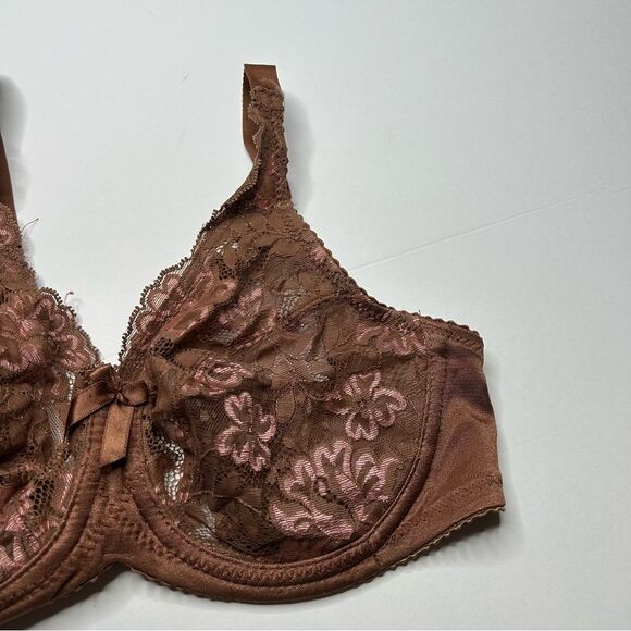 Brown Lace Underwire Bra 36C Adjustable Straps - Picture 6 of 7